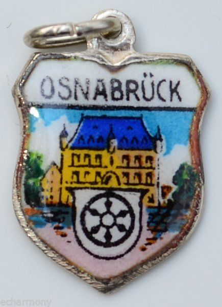 OSNABRUCK, Germany - Osnabruck Castle - Vintage Enamel Travel Shield Charm